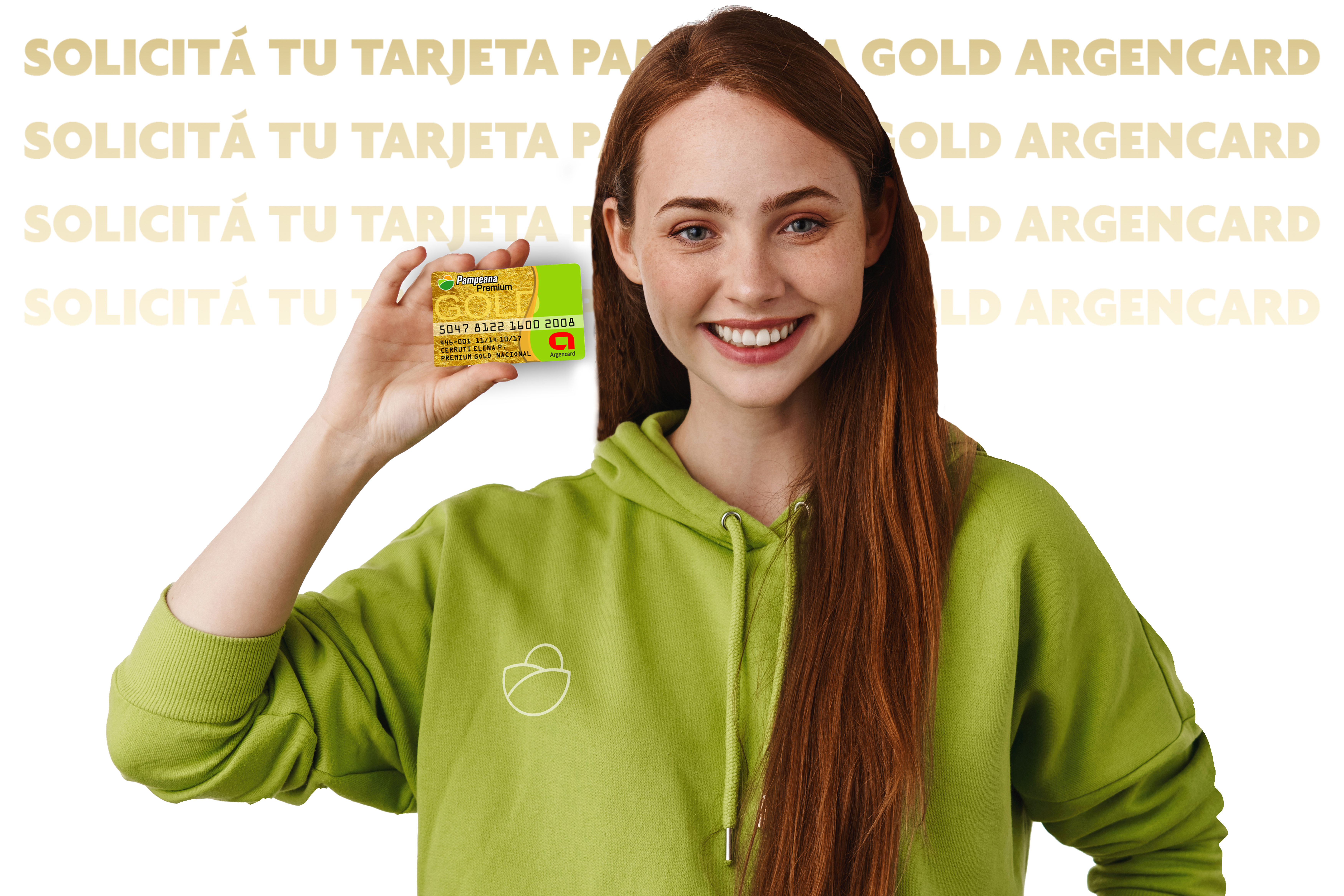 chica sosteniendo tarjeta pampa oro